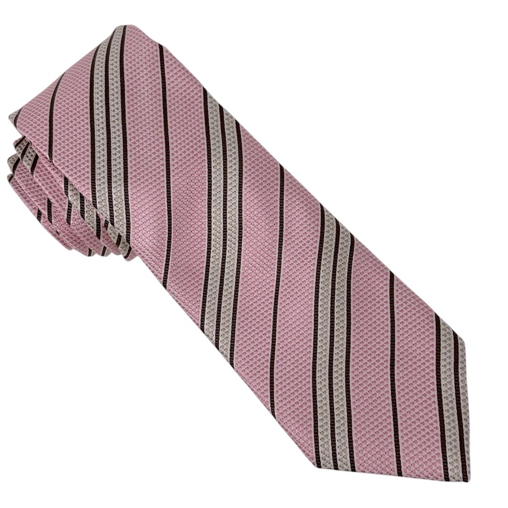 New G Harvell Pink Stripe All Silk Mens Tie Made in USA